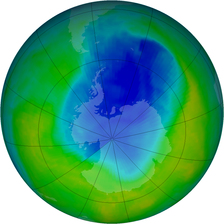 Antarctic ozone map for 06 December 1996